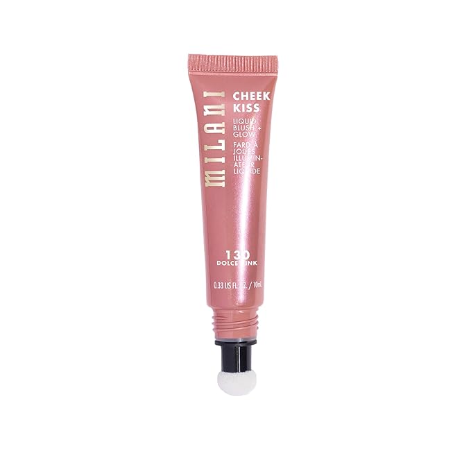 Milani Cheek Kiss Liquid Blush + Glow, Creamy 2-in-1 Blush for Cheeks and Highlighter Makeup for Dewy, Radiant Finish - 130 Dolce Pink