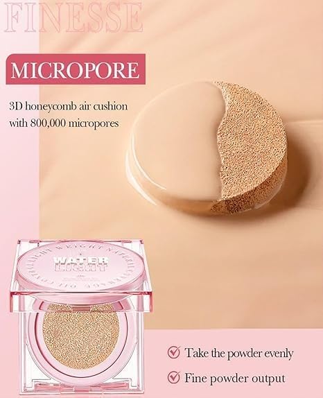 Glow Cushion Foundation Makeup, Jelly Cushion Foundation Pink Hydrating,Long-Lasting, Double Coverage, Cleanbeauty, Lightweight, Flawless