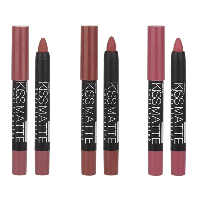 Generic Deep Dark Red Matte Lipstick and Lip Crayon Liner Pencil Pen Set for Women Lip Stain Long Lasting Waterproof labiales (3, 05&06&09)