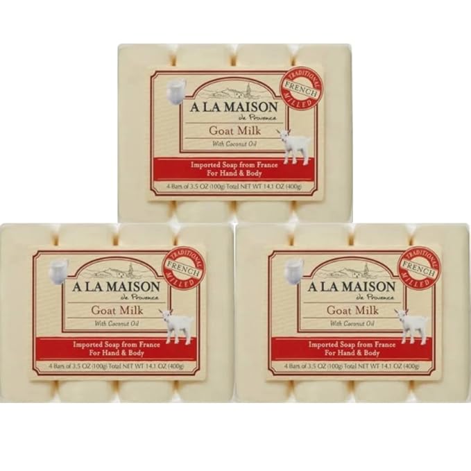 A LA MAISON Hypoallergenic Unscented Bar Soap - Triple French Milled Natural Moisturizing Hand Soap Bar (12 Bars of Soap, 3.5 oz)