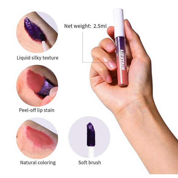 Pipe-off lip liner stain,line tattoo high-color Tint,Smudge-Proof,Waterproof,light brown/dark brown/burgundy long-lasting,Nude Matte Tint,Non-Fading, Full Coverage（#1 Light Pink）