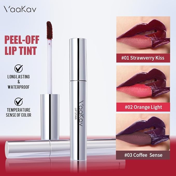 Peel Off Lip Tint Matte Long-Lasting Lip Liner Tattoo Waterproof Temperature Color Sense Lip Stain Smudge Proof Transfer Proof Highly Pigmented Gift for Girl(02 Orange Light)