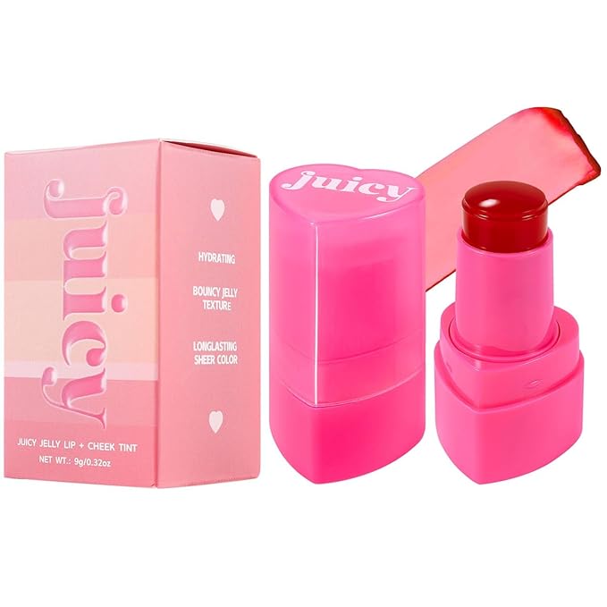 Cooling Water Jelly Tint Blush, Multi-Use Juicy Lip + Cheek Tint, Hydrating & Bouncy Jelly Texture, Long-lasting Sheer Color, 0.32 oz (# 01, 0.32 oz)