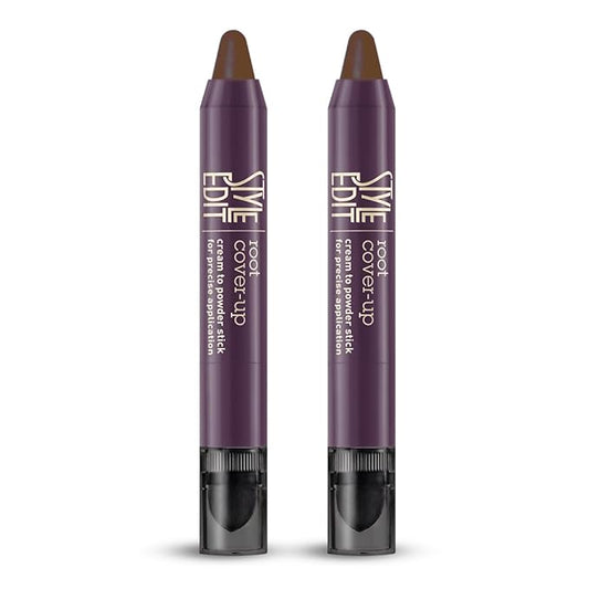 Style Edit Root Touch Up Stick - Medium Brown Root Concealer, Temporary Hair Color and Coverage Pen, Premium Shading Sponge, 0.11 oz, 2 Pack