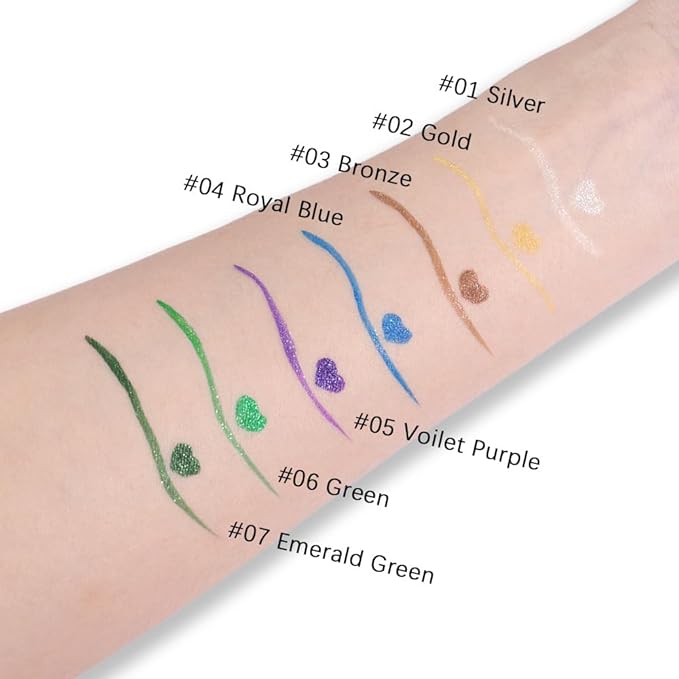evpct 1Pcs Bronze Liquid Eyeliner Makeup, Bronze Gold Glitter Metallic Shimmer Colored Eyeliner Liquid Eye Liner Eyeshadow Pencil Face Body Glitter Makeup, Longwear, Fake Eyelashe Mascara Accessories