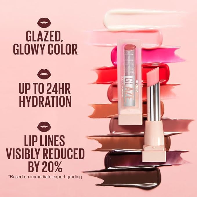 Hydrating Glaze Lip Balm, tinted Lip Balm with 24HRs of Smooth, Moisturizing Shine, Non-Sticky Shine with Hyaluronic Acid, Sheer Baby Pink (Pink Drip)
