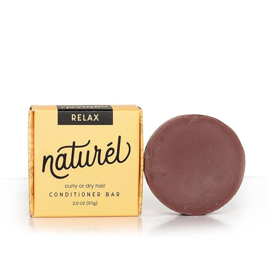 Naturel Relax Moisturizing Conditioner Bar for Curly or Dry Hair with Argan Oil and Colloidal Oatmeal, Conditioner Bar for Frizzy Hair, Vegan, Zero Waste, Made in USA
