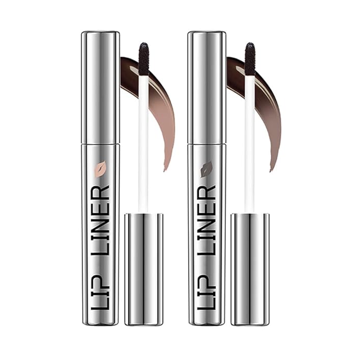 2PC Pipe-off lip liner stain,light brown/dark brown/burgundy long-lasting,line tattoo high-color Tint,Smudge-Proof,Waterproof,Nude Matte Tint,Non-Fading, Full Coverage(#2+#4)