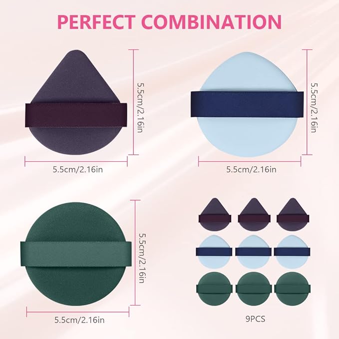 Ainiv 9PCS Air Cushion Makeup Sponges for Foundation, Reusable Sponge Powder Puff with Portable Box, Latex-Free Blending Sponge for Liquid, Cream, Foundation and Powder, Wet and Dry Dual Use
