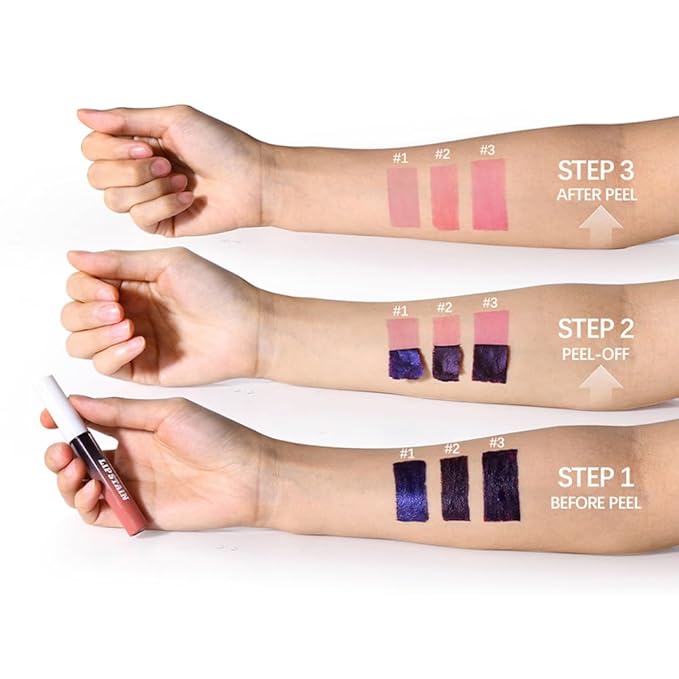 Pipe-off lip liner stain,line tattoo high-color Tint,Smudge-Proof,Waterproof,light brown/dark brown/burgundy long-lasting,Nude Matte Tint,Non-Fading, Full Coverage（#1 Light Pink）