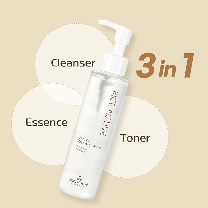 THE SKIN HOUSE Rice Essence Cleansing Micellar Water – Gentle Cleanser with Rice Extract for Hydrating | No-Rinse, Non-Irritating Makeup Remover, korean skincare | 150ml / 5.07 fl.oz