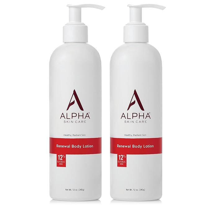 Alpha Skin Care Revitalizing Body Lotion, 12% Glycolic AHA, Simple & Effective Daily Moisturizer Hydroxy Acid, Hydrates & Exfoliates for Soft, Smooth Skin, Anti-Aging, 12 Oz, Pack of 2