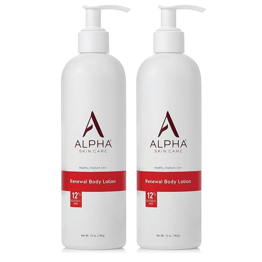 Alpha Skin Care Revitalizing Body Lotion, 12% Glycolic AHA, Simple & Effective Daily Moisturizer Hydroxy Acid, Hydrates & Exfoliates for Soft, Smooth Skin, Anti-Aging, 12 Oz, Pack of 2