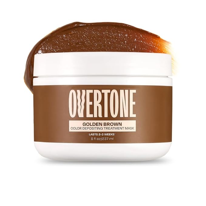 Overtone Semi Permanent Hair Color Conditioner, Golden Brown, 8 oz, Nourishing, Damage-Free, Color Depositing Mask for All Hair Types with Shea Butter & Coconut Oil, Vegan & Cruelty-Free