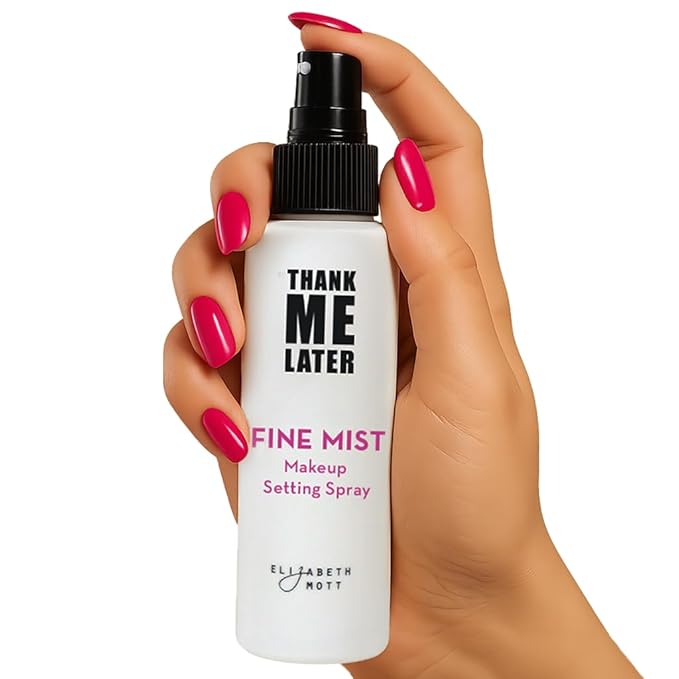Elizabeth Mott Thank Me Later 3-in-1 Dewy Makeup Setting Spray – Hydrating & Long-Lasting Fine Mist with Niacinamide for a Radiant Glowy Look – Lightweight, Cruelty-Free, Travel-Size Face Spray, 30ml