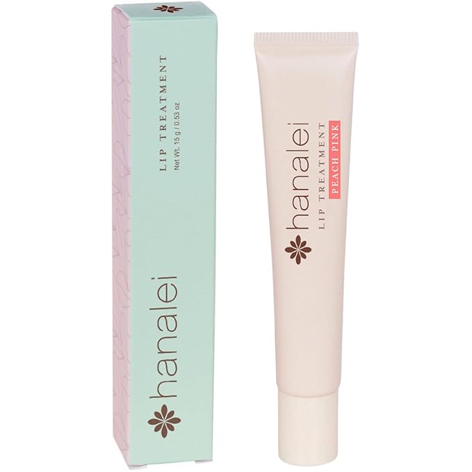 Hanalei Lip Treatment for Dry, Chapped Lips – Intensive Overnight Moisturizer with Kukui Oil, Shea Butter & Grapeseed Oil – Hydrating Balm for Healing Cracks – Peach Pink Tint, 15g – Cruelty-Free