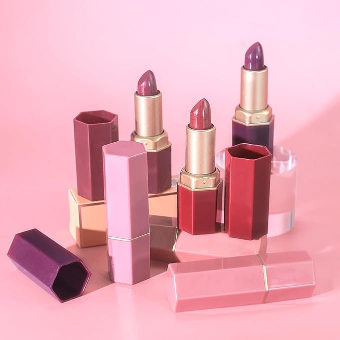 Plum Metallic Lipstick for Women,Lightweight Shimmer Frosted Lipstick,Glitter Lip Gloss Stain Long Lasting Waterproof Smudge Proof 24 Hour Full Coverage Lip Makeup,Vegan