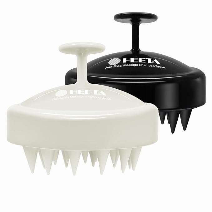 HEETA Scalp Massager Hair Growth 2-Pack, Soft Silicone Scalp Scrubber Shampoo Brush for Exfoliation Dandruff Removal Head Massage Stress Relax, Wet & Dry Use for Women Men Thick Thin Curly Hair Care