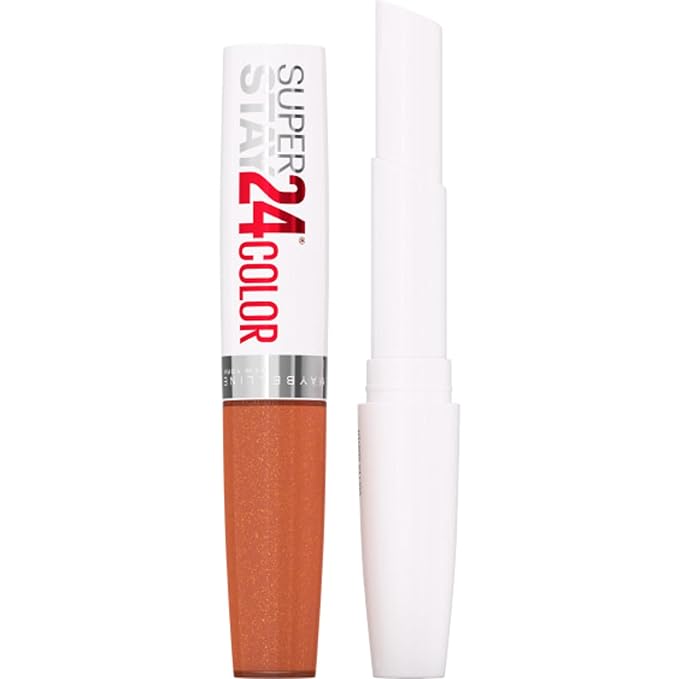 Maybelline Super Stay 24 2-step Long Lasting Liquid Lipstick and Lip Balm, 910 Copper Glisten, 1 count