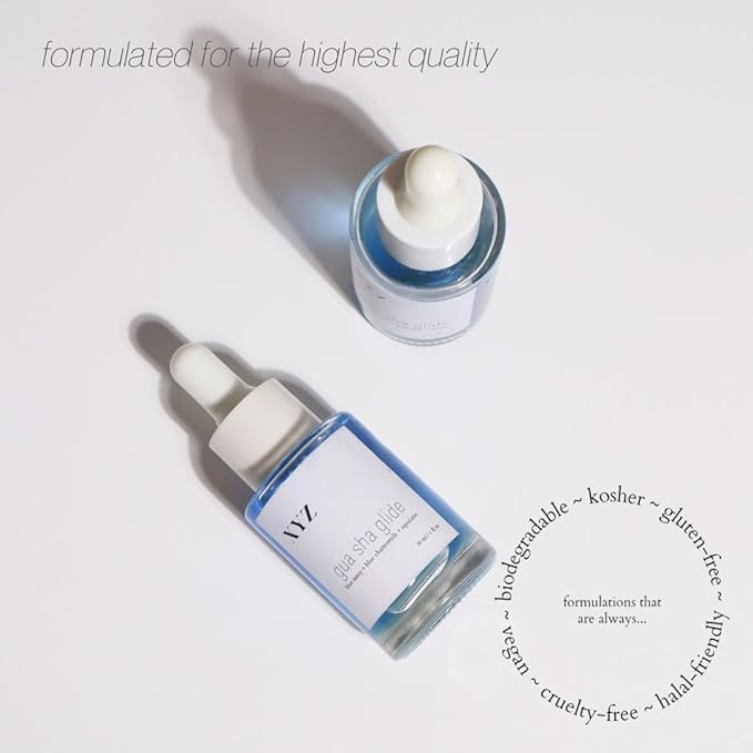 Gua Sha Glide Face Oil - Hydrating and Soothing With Azulene Blue Tansy, Blue Chamomile + Squalene | Moisturizer, Face Oil and Soothing Agent for All Skin Types - 1 fl oz (30ml)