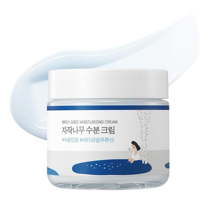 ROUND LAB Birch Juice Moisturizing Cream 2.7 Fl Oz, 48-Hour Deep Hydrating Lightweight Face Moisturizer with Birch Sap & Vita Hyaluronic Acid, Gentle on Acne-Prone and Sensitive Skin, Korean Skin Care