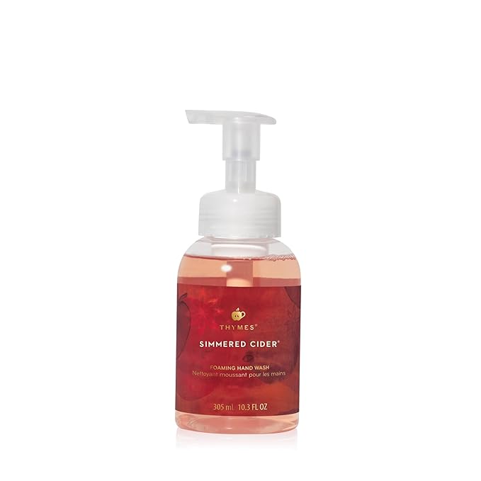 Thymes Foaming Hand Wash with Aloe & Glycerin - Foaming Hand Soap with Pump - Kitchen or Bathroom Decor - Fall Soap with Notes of Freshly-Pressed Apples, Clove & Cardamom (Simmered Cider, 10.3 fl oz)