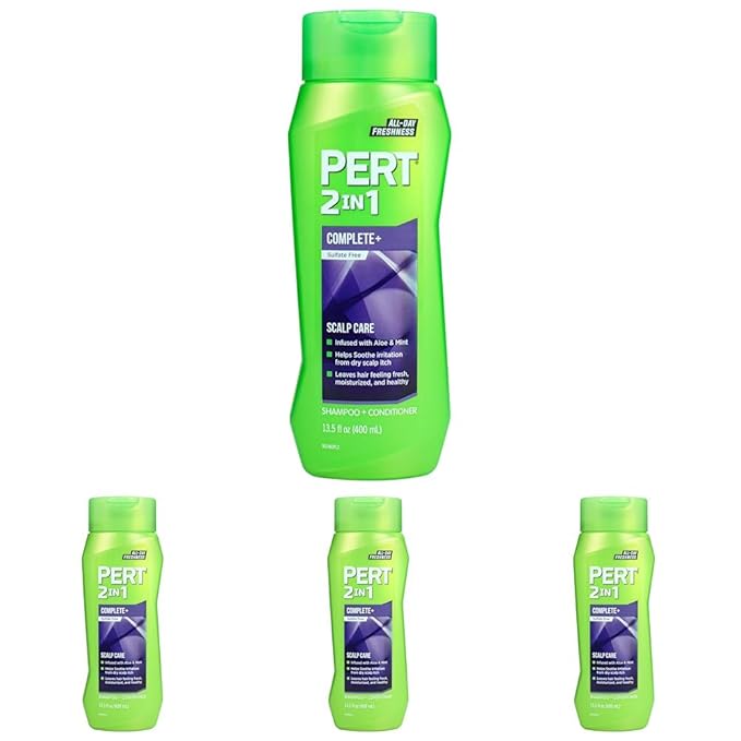 Pert 2 in 1 Complete Plus Scalp Care Shampoo and Conditioner - Itchy Scalp Treatment - Sulfate Free Shampoo and Conditioner for Healthy Hair - 13.5 oz (Pack of 4)