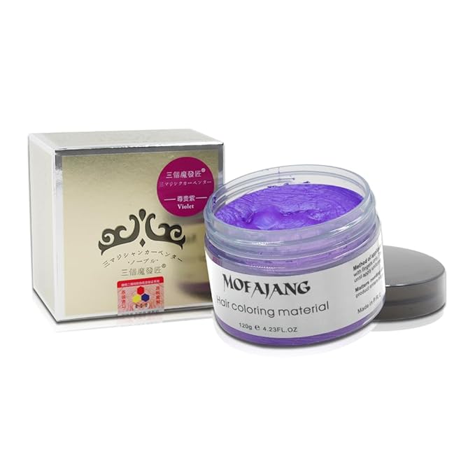 Purple Temporary Hair Dye Wax Natural Instant Hair Color Wax Pomades 4.23 oz,Hair Styling Clay for Party, Cosplay, Halloween,Christmas