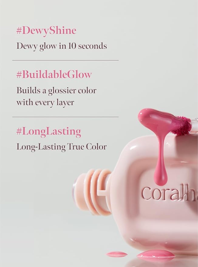 Dew Drop Tint #209 Crush 4.5g, Hydrating, Glossy, Lightweight Lip Stain with High-shine, Long Lasting Color with Moisturizing Lip Oil, Dewy Finish, Korean Beauty Makeup