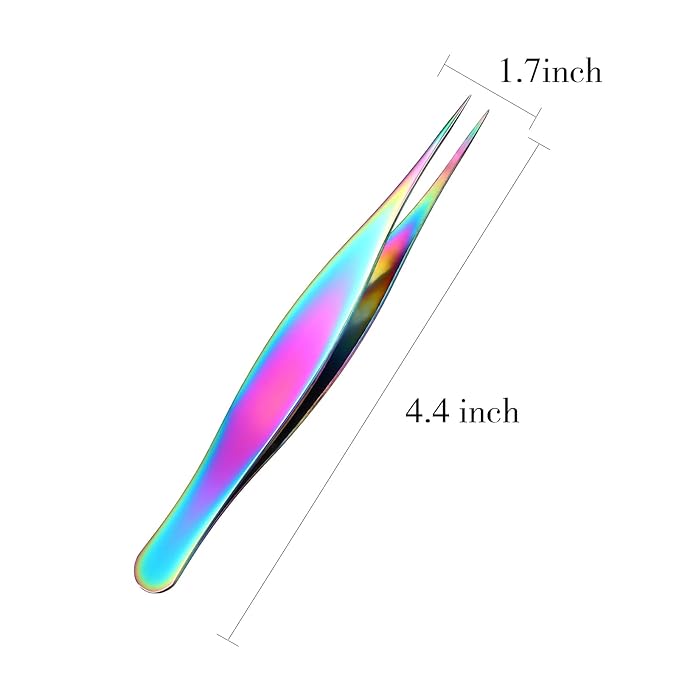 Honoson 6 Pieces Tweezers for Ingrown Hair Remover Pointed Blackhead Remover Point Tip Tweezers Stainless Steel for Nose Facial Hair Eyebrow and Shards(Rainbow Color)