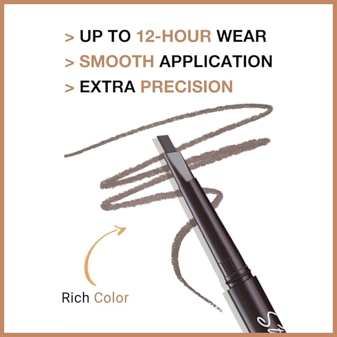 Eye Brow Pencils for Women, Retractable Soft Brown Eyebrow Pencil with Brow Brush for Eye Makeup, Ultimate Thin Definer Pencils, Fine Tip lapiz de cejas-Dark Brown