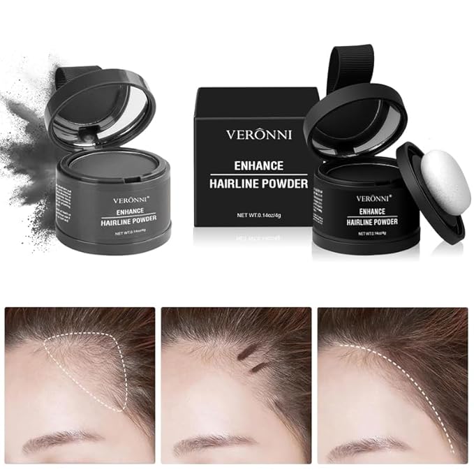 Hairline Powder Root Touch Up Hair Color, Instant Hairline Powder for Thinning Areas and Gray Hair Coverage, Natural and Non-greasy Root Cover up for Women and Men (Auburn, 02)