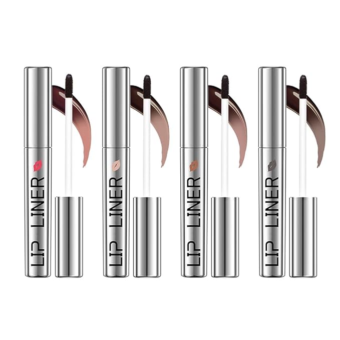 4PC Pipe-off lip liner stain,light brown/dark brown/burgundy long-lasting,line tattoo high-color Tint,Smudge-Proof,Waterproof,Nude Matte Tint,Non-Fading, Full Coverage(#1+#2+#3+#4)