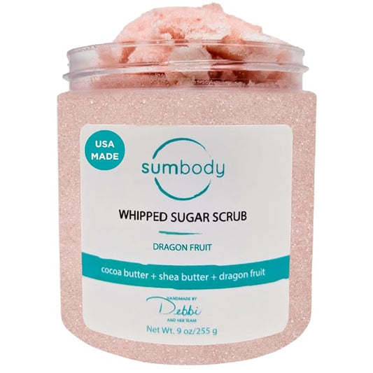 Sumbody USA Dragon Fruit Shea Sugar Body Scrub (9oz) Moisturizing Exfoliating Body Foot Hand Scrub Hydrating Nourishing Bath Essential Scrubs Women Teens Gift Self Care Vegan