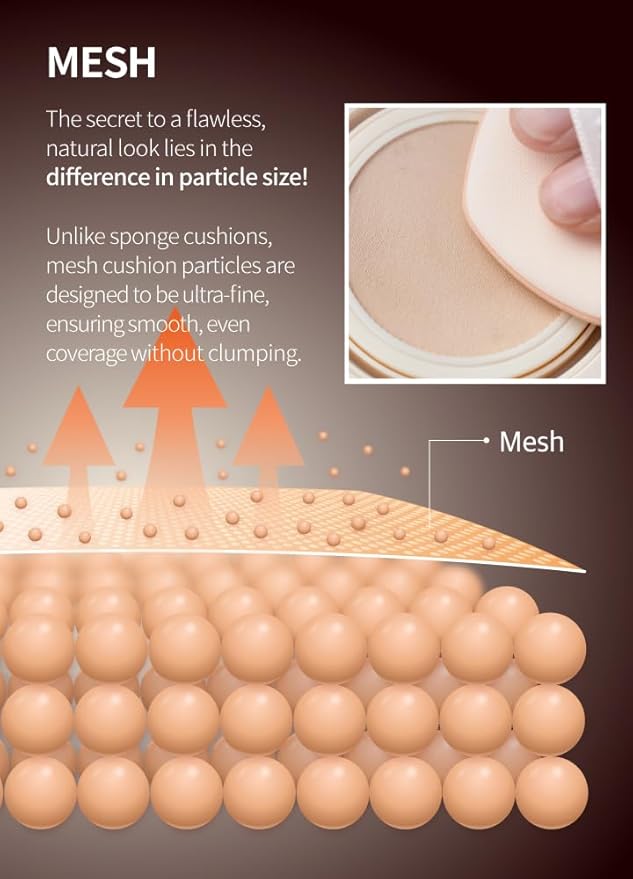 Beaudiani Mesh Tight UP Cushion Refill | Cushion Foundation | Buildable Coverage| Natural Finish | Dewy Glow Make up (01-REFILL Bright cool undertone (#21))