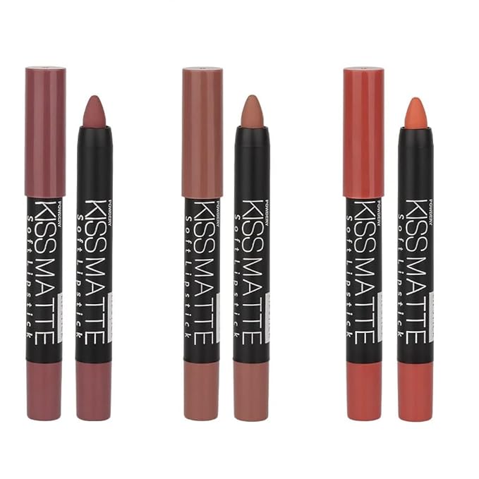 Generic Deep Dark Red Matte Lipstick and Lip Crayon Liner Pencil Pen Set for Women Lip Stain Long Lasting Waterproof labiales (3, 08&17&19)