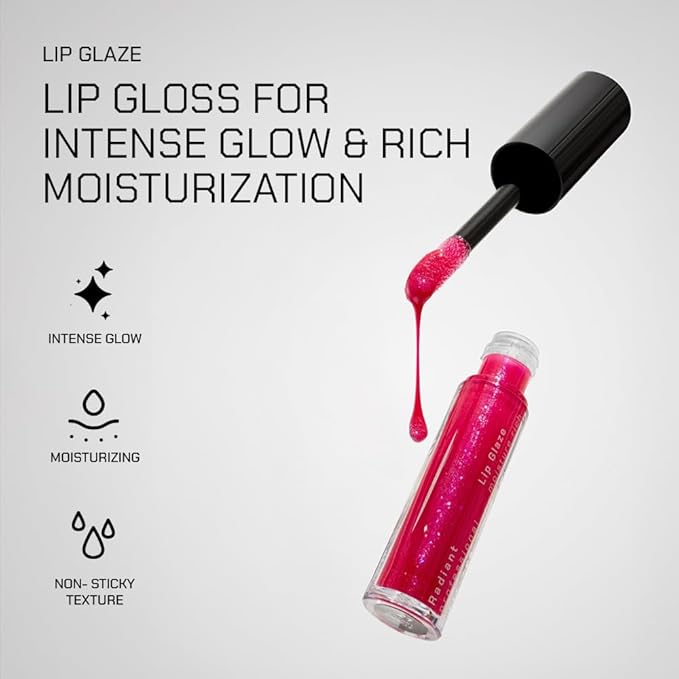 Radiant Professional Lip Glaze (15 Shades) - Ultra-Glossy, Non-Sticky & Long-Lasting Lip Gloss for Women - High Shine Hydration - Vegan & Moisturizing for Soft, Nourished Lips - (03 - NATURAL)