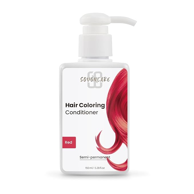 SOVONCARE Red Hair Color Depositing Conditioner, Semi Permanent Hair Color Conditioner for Colored Hair 5.28 OZ, Hair Dye Conditioner Results in 10 Mins