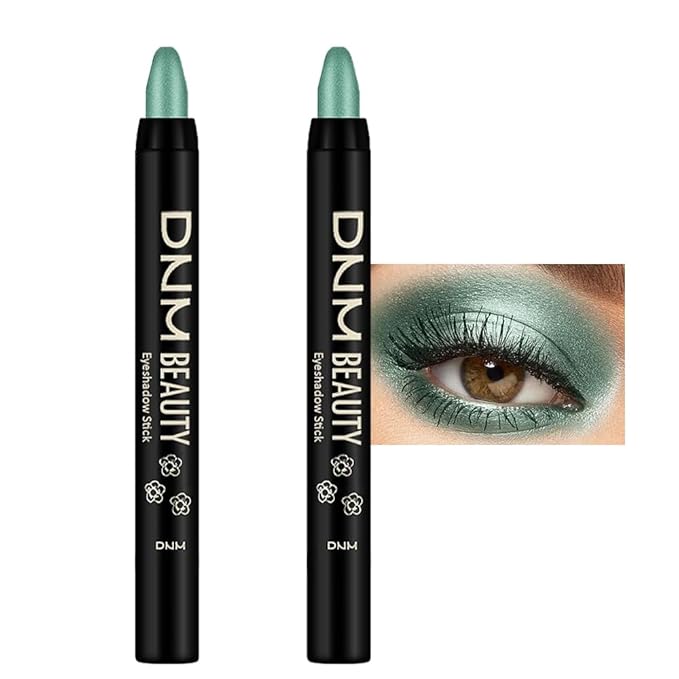 Kaely 2Pcs Cream Eyeshadow Sticks Set for Eyes Waterproof,Green Shimmer Eye shadow Stick Pencil Pen Bulk sombras en crema para ojos 34+34