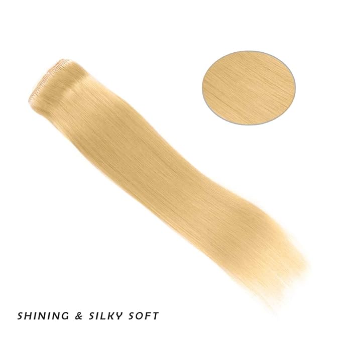 18" Clip in Hair Extensions Remy Human Hair for Women - Silky Straight Human Hair Clip in Extensions 60grams 4pieces Bleach Blonde #613 Color