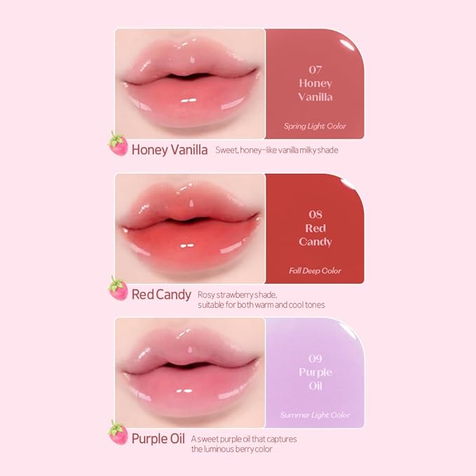 ETUDE Dear Darling Oil Tint #8 Red Candy 4.2g | High Moisturizing and Strong Hydrating Lip Oil/Lip Gloss | Smooth and Moist Lips | Non-Sticky Lip Oil Tint For Dry Lips | Korean Makeup