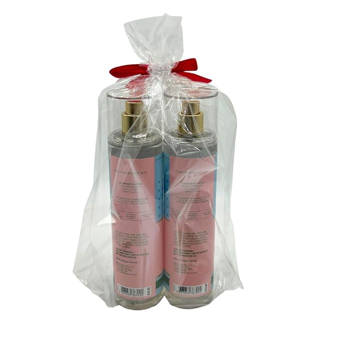 Bath & Body Works BLUE RASPBERRY BURST Fine Fragrance Mist Gift Set with a Red Bow for Holidays 8 fl oz - Pack of 2