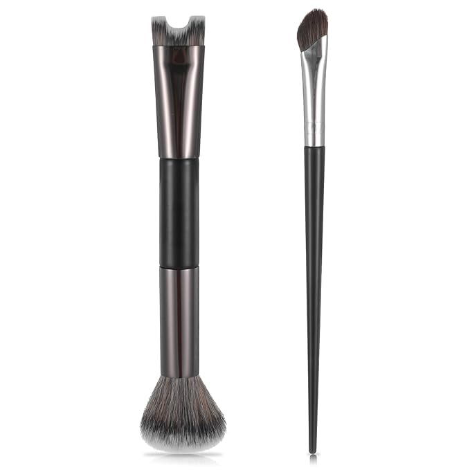 2pcs Nose Contour Brushes Nose Brush Makeup Noses Contouring Brush U-Shaped Angled Tilt Sculpting Fluffy Dual-Ended Makeup Brushes Noses Angled Cheek Bones, Highlight