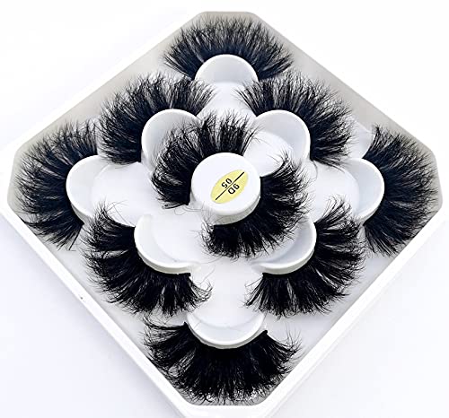 HBZGTLAD new 5 Pairs 25 mm 3d Mink Lashes Bulk Faux with Custom Natural Mink Lashes Pack Short Wholesales Natural False Eyelashes (9D-05)