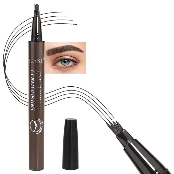 Kaely Eyebrow Pencils for Women, 4 Tip Magical Precise Waterproof Brow Pen, Microblading Eyebrow Contouring Pen, lapiz de cejas 3d Eye Brow Gel, 24h Smudge Proof,03 Black Brown