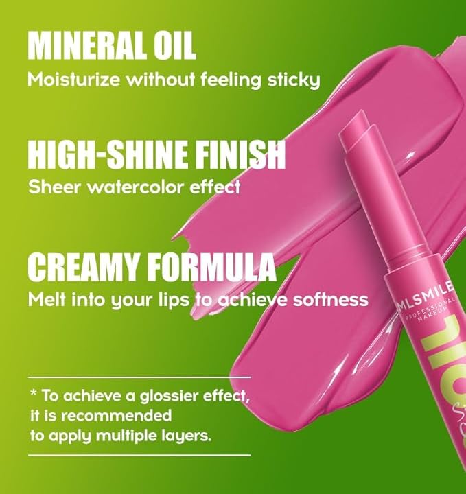 3 Colors Fat Lip Oil Click Slick, Moisturizing and Long-lasting Lip Balm, Non-stick and High Pigment Lip Glow Oil, Lightweight Lip Plumper with Coconut Oil (Set: A)