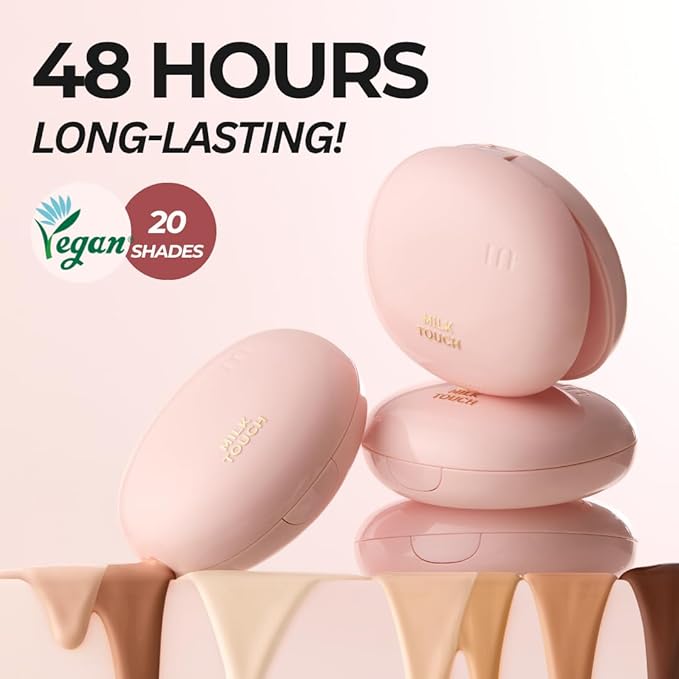 milktouch Cushion Foundation, 24H Flawless Skin, Radiant Shine, No Oxidation, Long-Lasting, Non-Creasing, 60% Hydrating Skincare Infused Korean Foundation, Valentines Gifts (15N Fair Ivory)