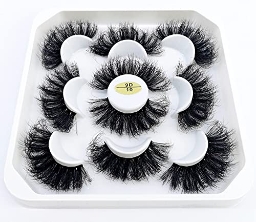 HBZGTLAD 5 Pairs 25mm 3D Mink False Eyelashes with Custom Natural Mink Lashes, Handmade, Reusable, Black