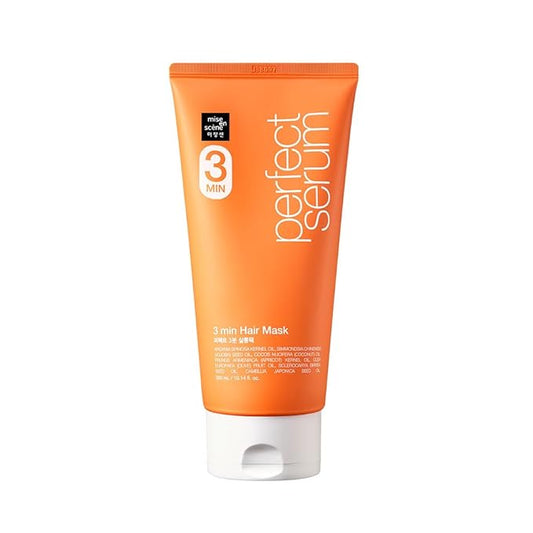 Mise En Scene 3 Min Korean Hair Mask - Perfect Serum Super Rich 3 Min Salon Pack - Strengthening and Hydrating, Korean HairCare, Hair Balm Texture 10.14 Fl Oz.