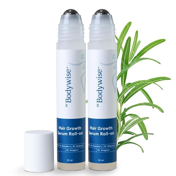 Be Bodywise 3% Redensyl & Rosemary Hair Growth Serum (Roll On) | Pack of 2 |with 2% Anagain | Thicker & Stronger Hair | Prevents Hairfall & Stimulates Hair Follicles | For All Hair Types | 50ml